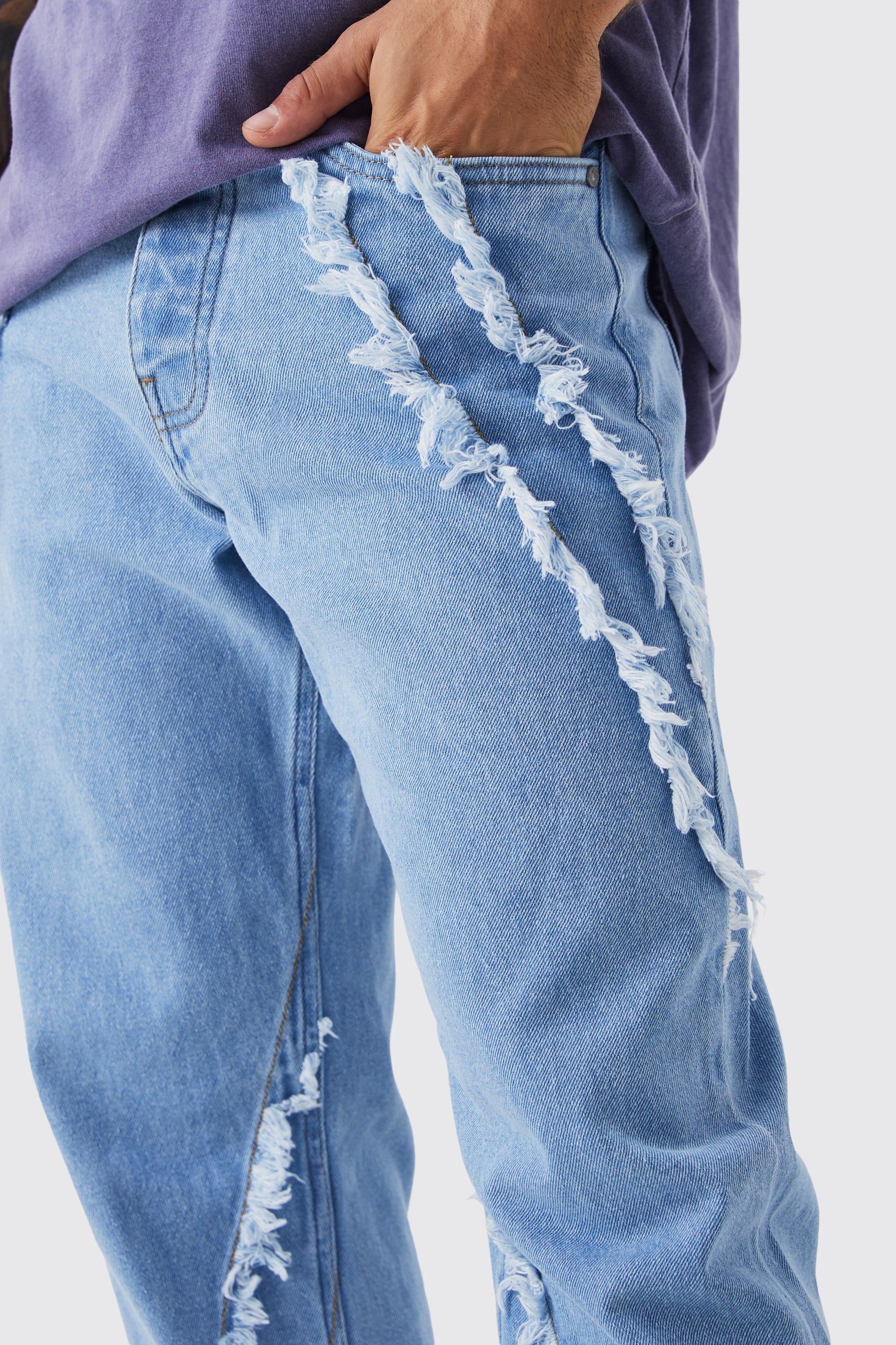 Side cheap frayed jeans